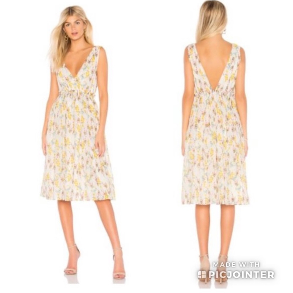 NEW LINE & DOT REVOLVE Fleur Yellow Flower Print Dress